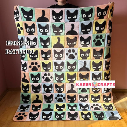 Meow & Granny Squares Crochet Cats Set – Blanket, Cardigan & Bags + PAW BAG PATTERN FOR FREE
