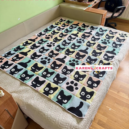 Meow & Granny Squares Crochet Cats Set – Blanket, Cardigan & Bags + PAW BAG PATTERN FOR FREE